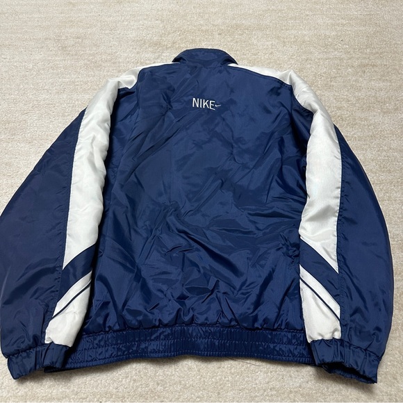 Vintage 90's Nike Adult L White Tag Puffer Jacket Sleeve Stripes Navy Blue White - Picture 6 of 10